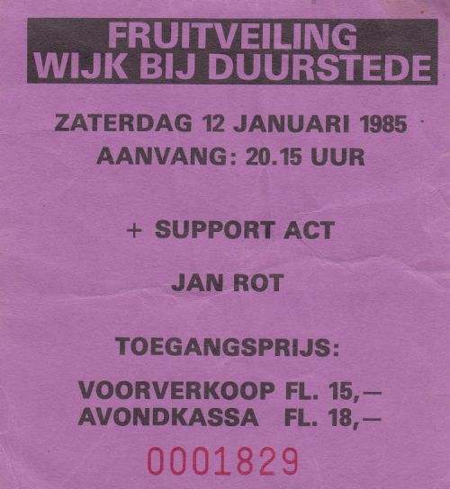 Golden Earring show ticket#1829 January 12 1985 Wijk bij Duurstede - Fruitveiling